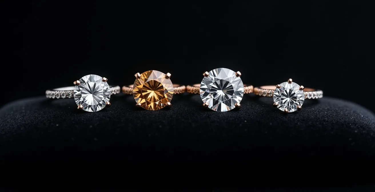 Visuelle Darstellung der 4Cs bei Diamanten im direkten Vergleich