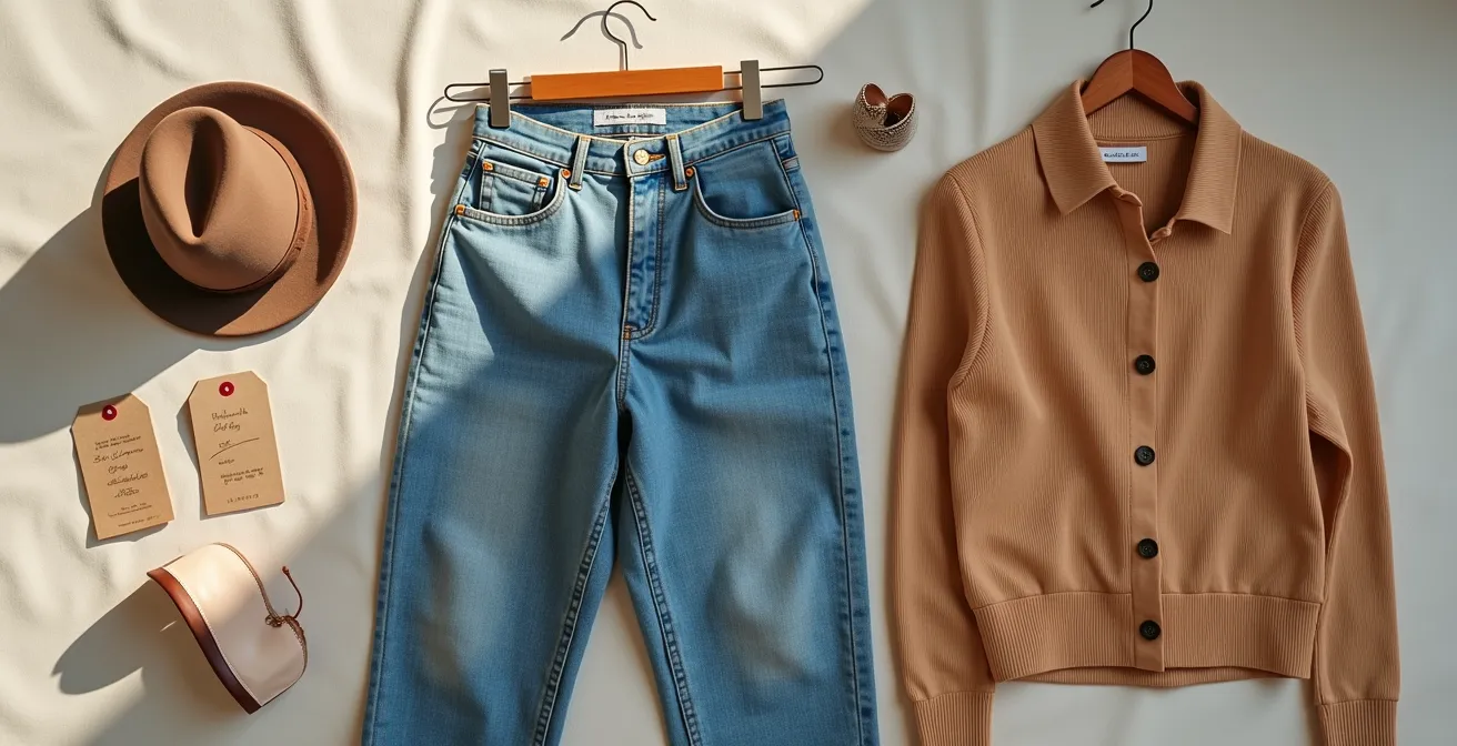 Nachhaltige 90er-Mode-Interpretation mit Second-Hand-Stücken