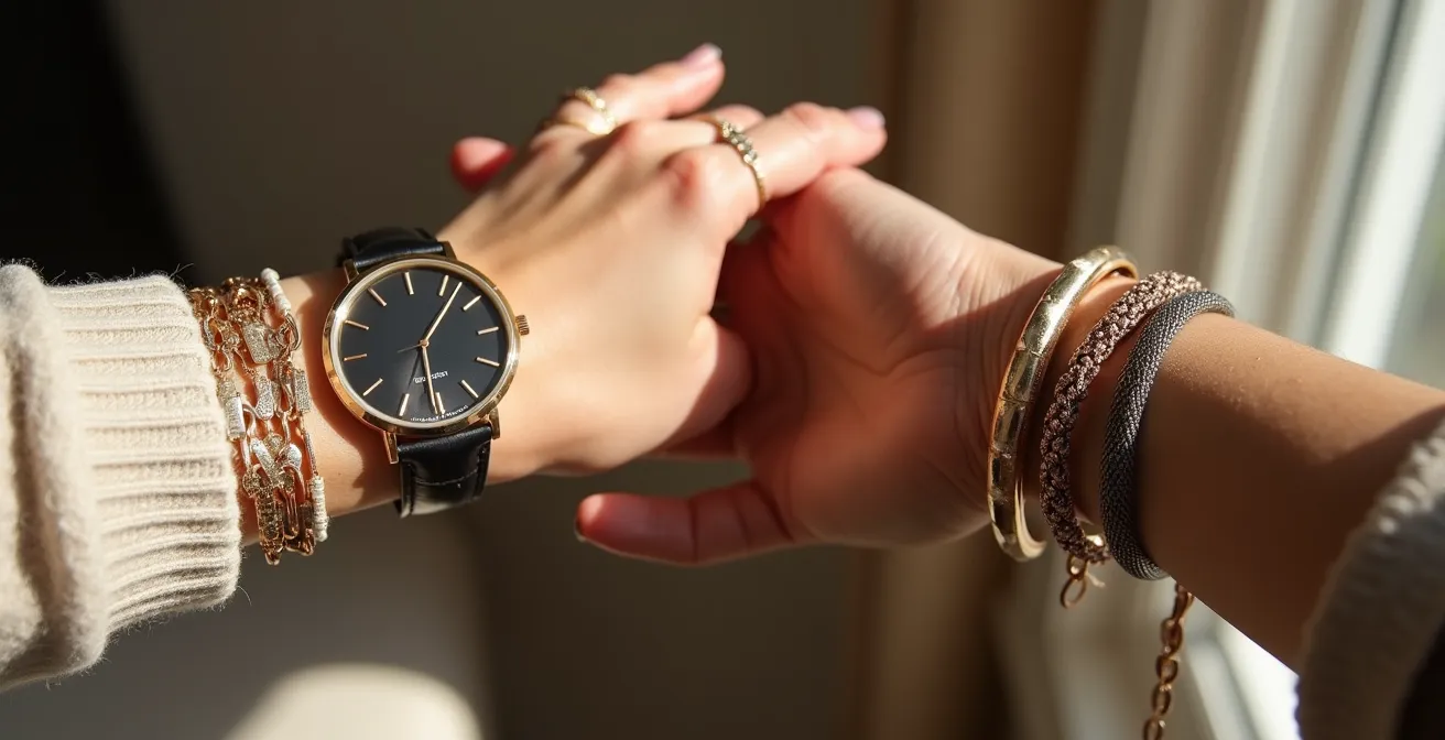 Verschiedene Armbandbreiten elegant kombiniert mit visueller Hierarchie