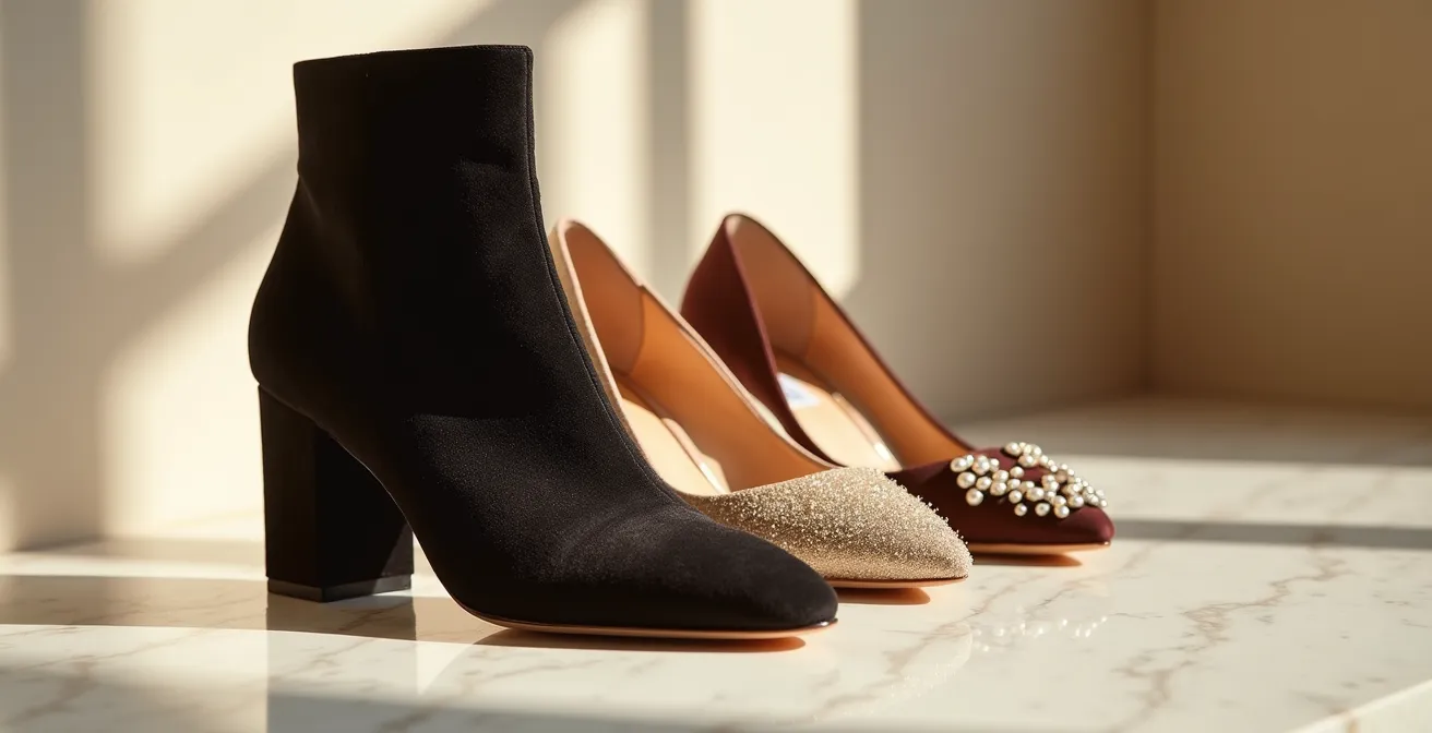 Verschiedene elegante Schuhmodelle für lange Partynächte