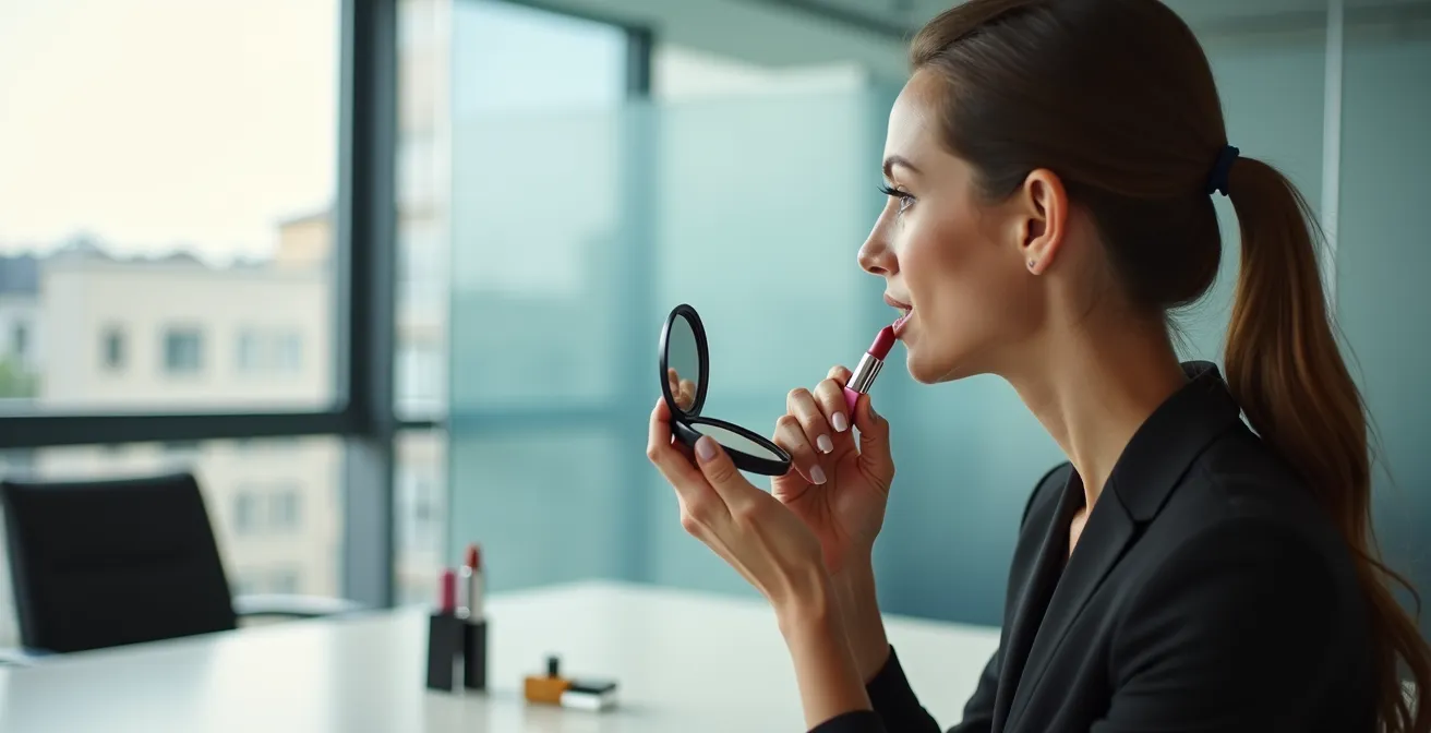 Professionelle Darstellung verschiedener Lippenstift-Finishes für Business-Umgebung