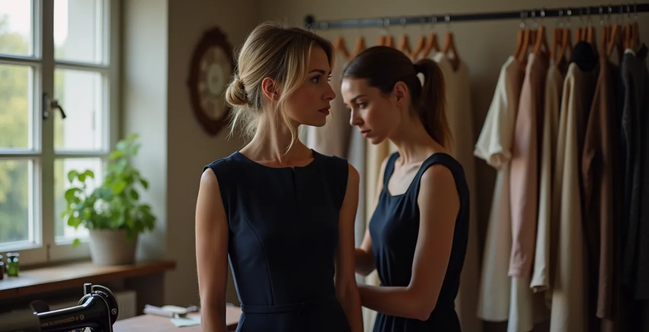 Nahaufnahme einer präzisen Naht an einem gut geschnittenen Kleidungsstück