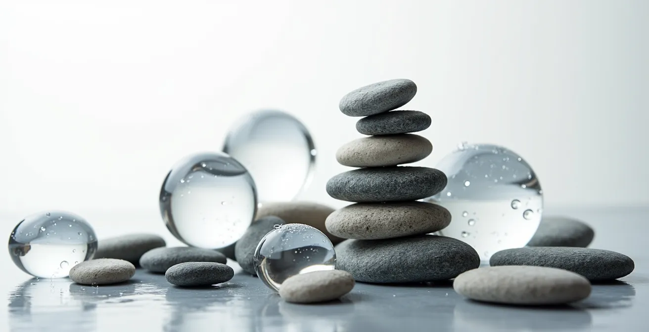 Symbolische Darstellung der Protein-Feuchtigkeits-Balance als architektonische Struktur