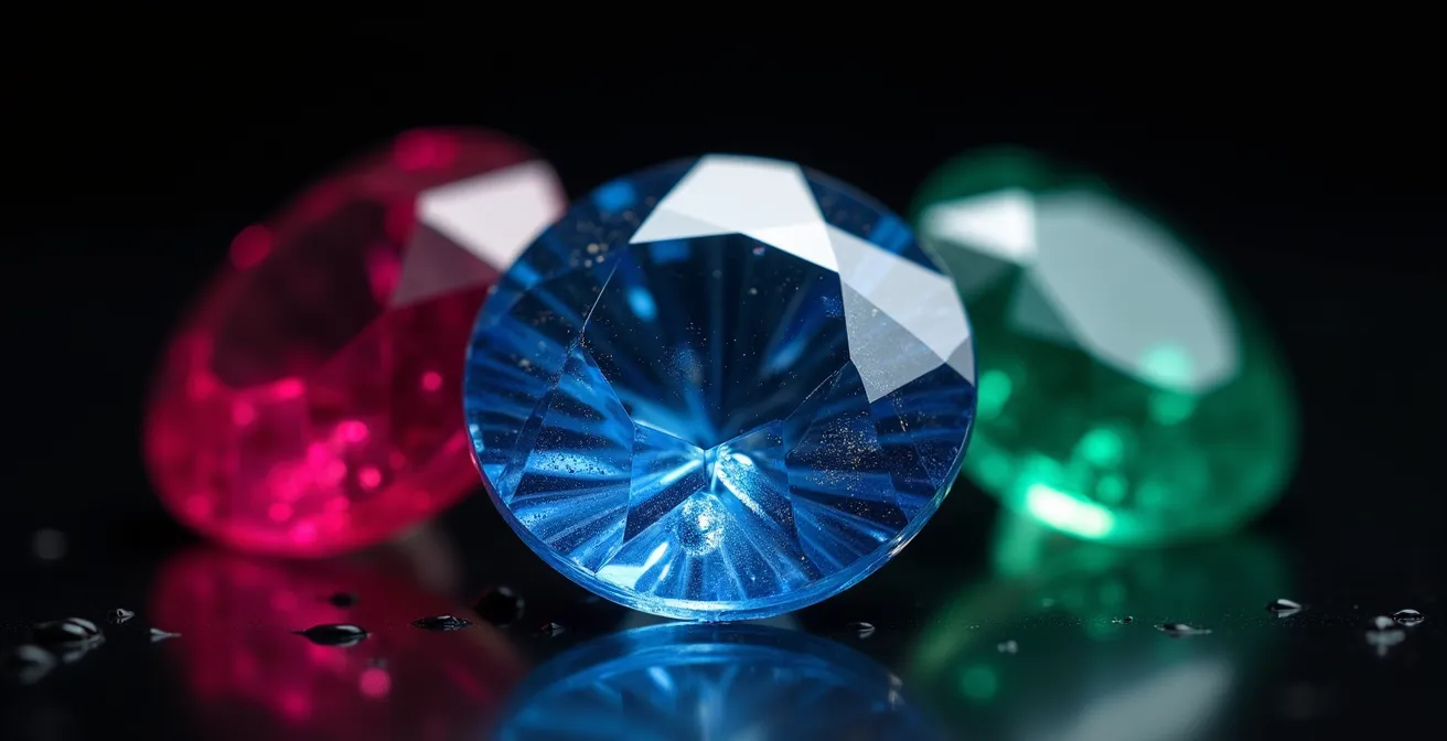 Die drei wichtigsten Investment-Edelsteine Rubin, Saphir und Smaragd in höchster Qualität