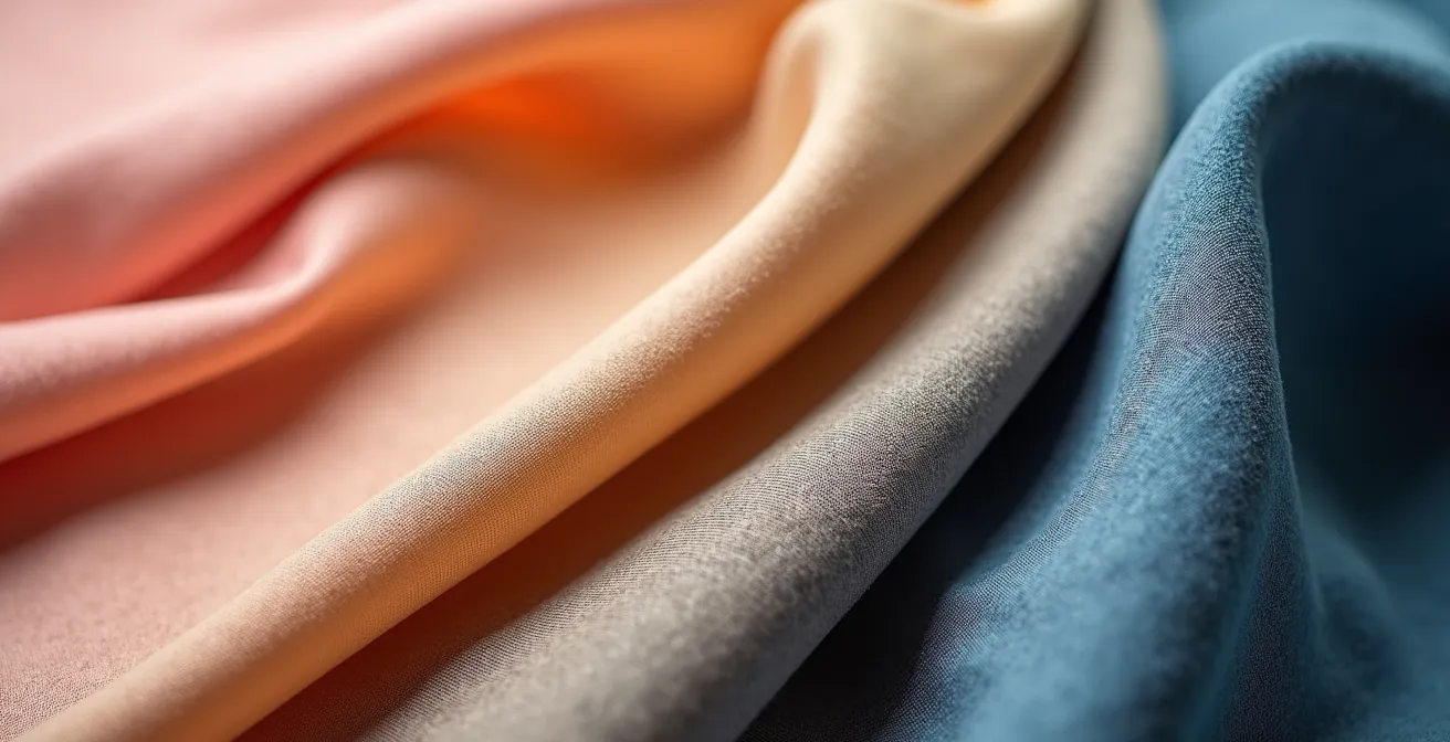 Makroaufnahme verschiedener Stofftexturen und ihrer Strukturen