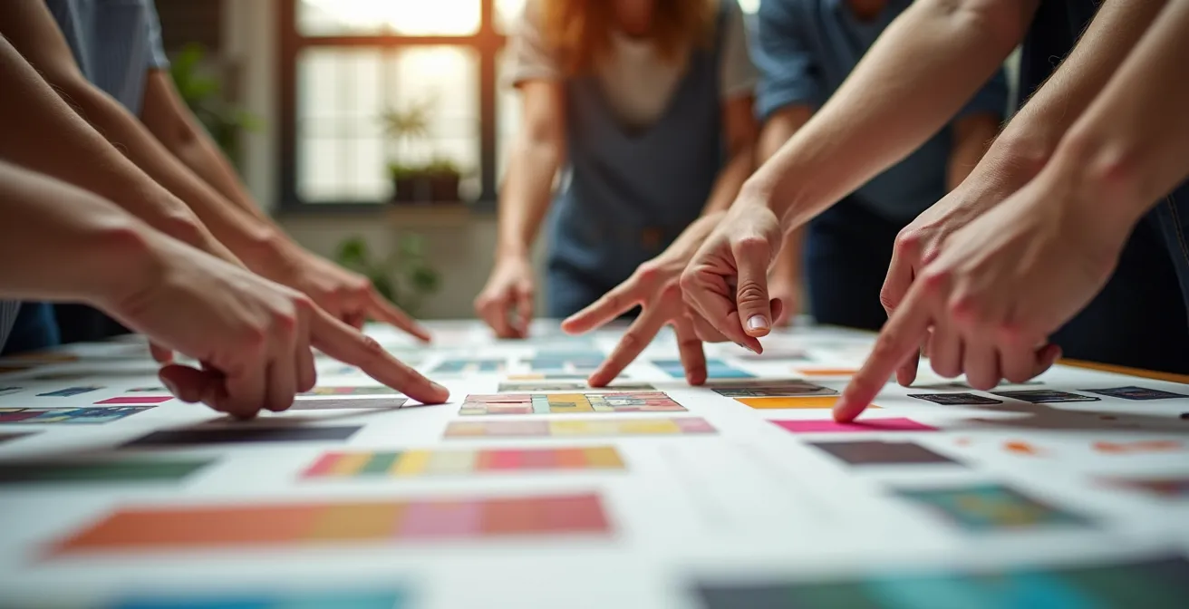 Stylisten-Team bei Moodboard-Besprechung in einem Hamburger Fotostudio